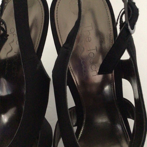NINA BLACK SATIN STRAPPY SLINGBACK HEELS SIZE 8.5 CARLINA - Picture 11 of 14